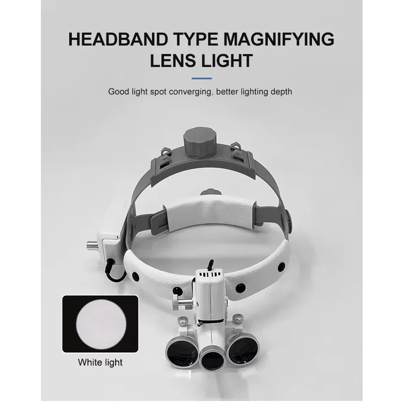 3.5X 5W Ergo Binocular Dental Loupe LED Surgical Headlamp 320‑420mm Adjustable Working Distance