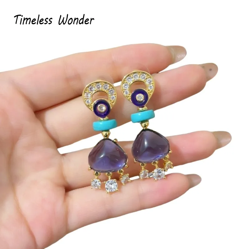 

Timeless Wonder Fancy Crystal Zircon Geo Stud Earrings for Women Designer Jewelry Punk Luxury Chinese Style Rare Top Cute 1370