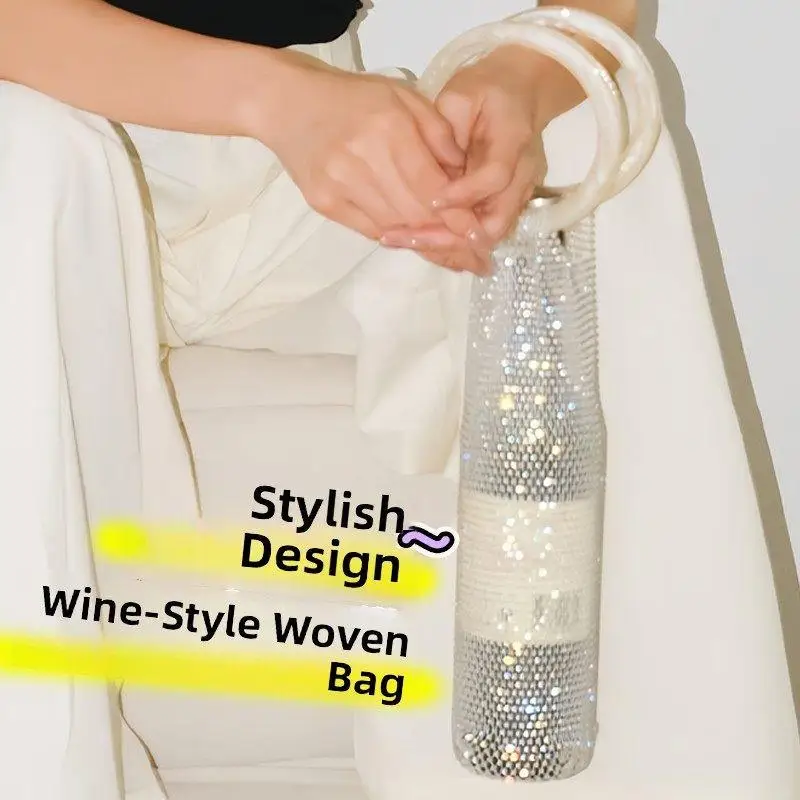 handwoven-luxury-thermal-wine-bag-diamond-like-shiny-portable-gift-packaging-high-aesthetic-value-easy-carry-red-wine-carrier