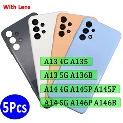 5Pcs，NEW For Samsung A13 A135F A136B A14 4G 5G Battery Back Cover Rear Door Housing Case Replacement Parts With Camera Lens