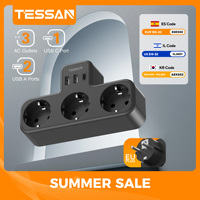 TESSAN EU KR Plug Wall Socket Adapter with USB A 5V/3A Type C Power Electrical Socket 3600W Portable Wall Plugs Adapter 벽면 멀티탭