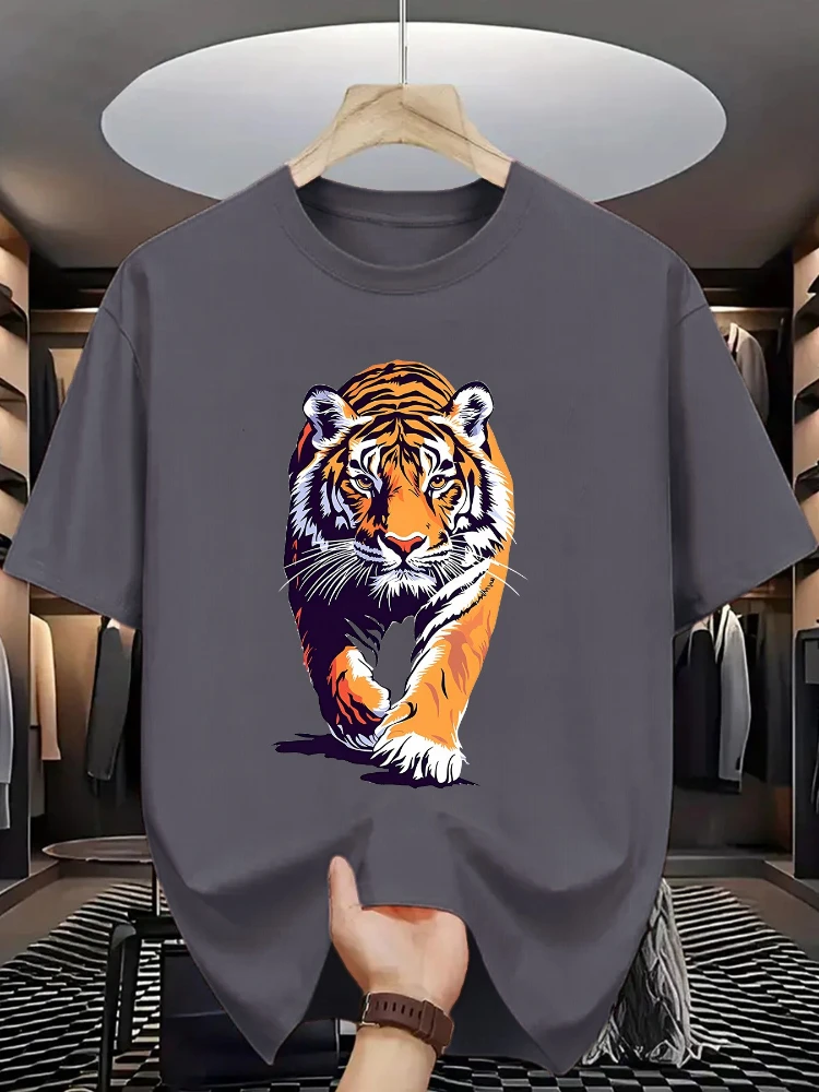 

Fashion Tiger pattern design -100% cotton summer O-neck short sleeve casual printed T-shirt.