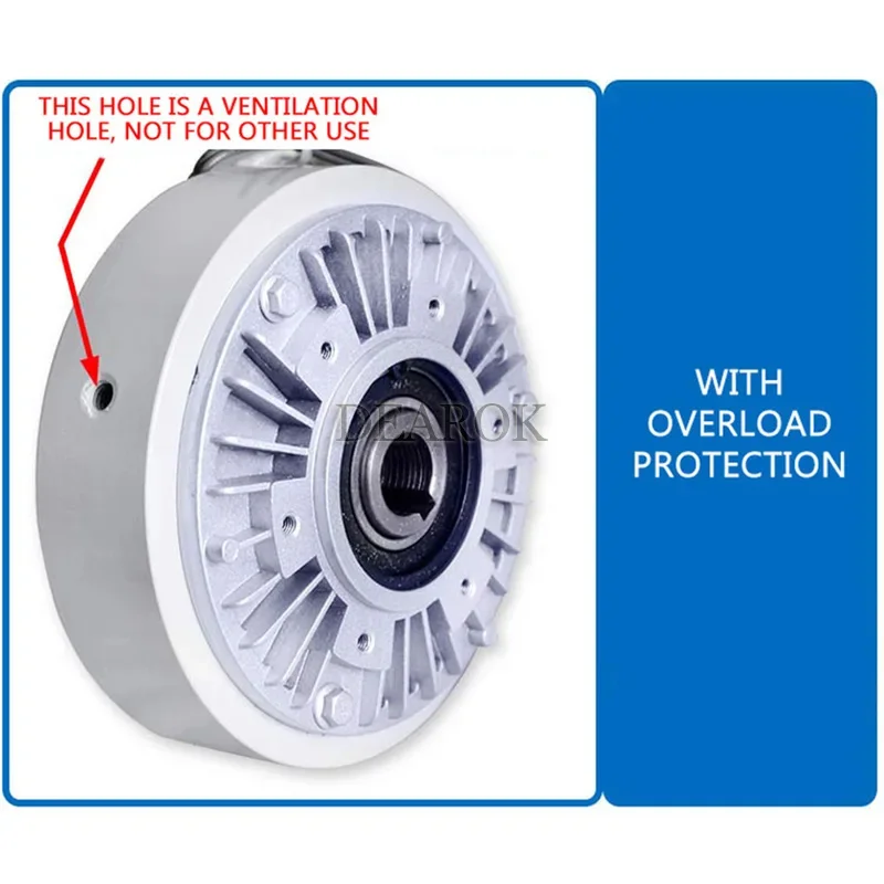 25Nm Freno a Polvere Magnetica Albero Cavo 2.5kg DC 24V 1000RPM Sblavvolgimento Per Il Controllo della Tensione Carico Simulato Scorrevole Continuo