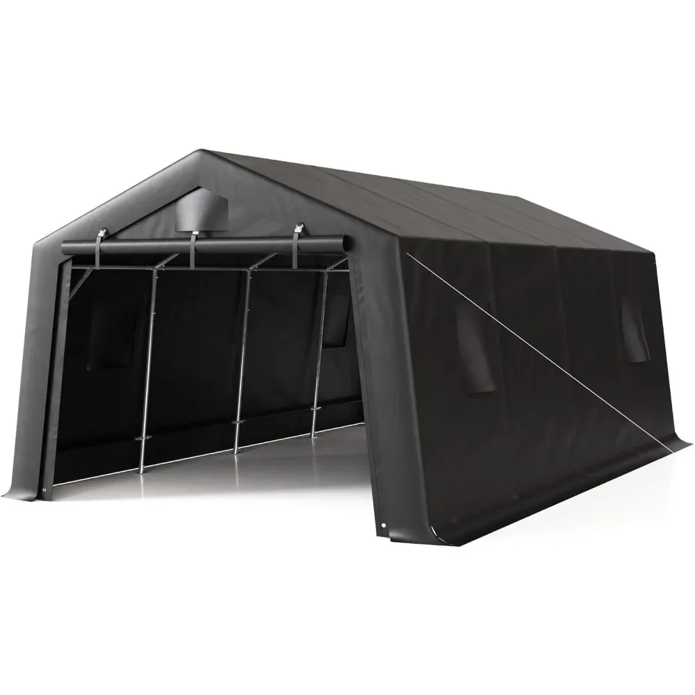 12'×20' Sharp Style Heavy Duty Carport,Car Canopy Portable Garage with Roll-up Zipper Door,Thick Shelter Storage Canopy Tent