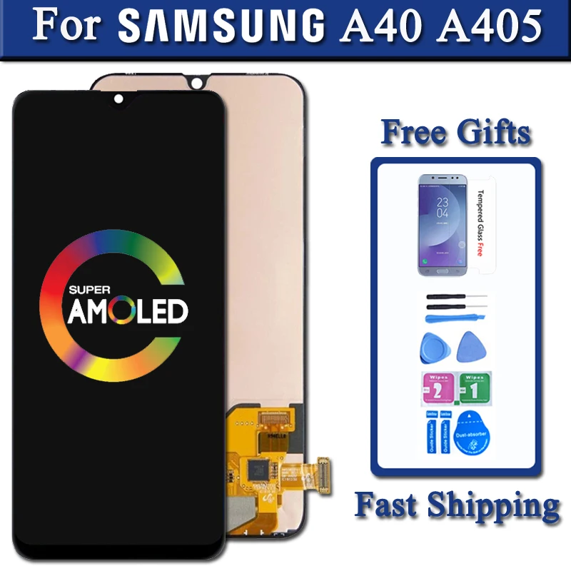 Original Super AMOLED For Samsung Galaxy A40 A405 A405FN A405F A405FM Display Touch Screen Digitizer Assembly Lcd Replacement