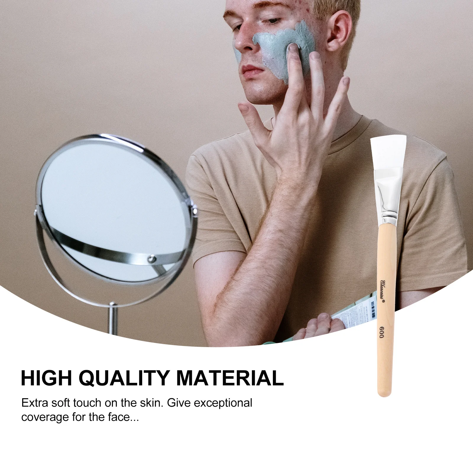 2 個のフェイシャルマスクブラシプロフェッショナル木製ハンドル顔、目、唇、鼻の塗布用簡単洗浄耐久性のある再利用可能