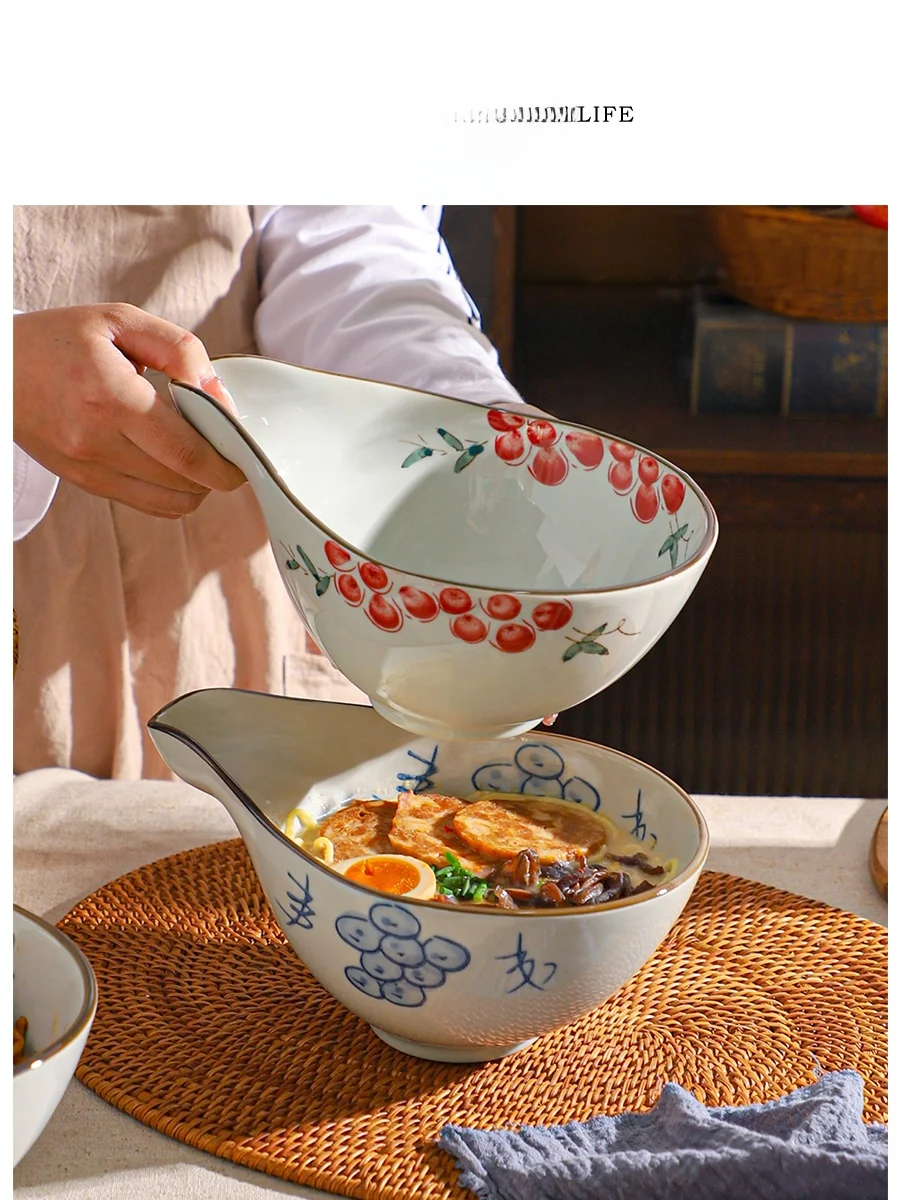 

Tlife Hand-Painted Cerc Bowl Large Capaci Underglaze Color Cloud Cliff Design Dining Utensils Commercial Use Chinese Sle