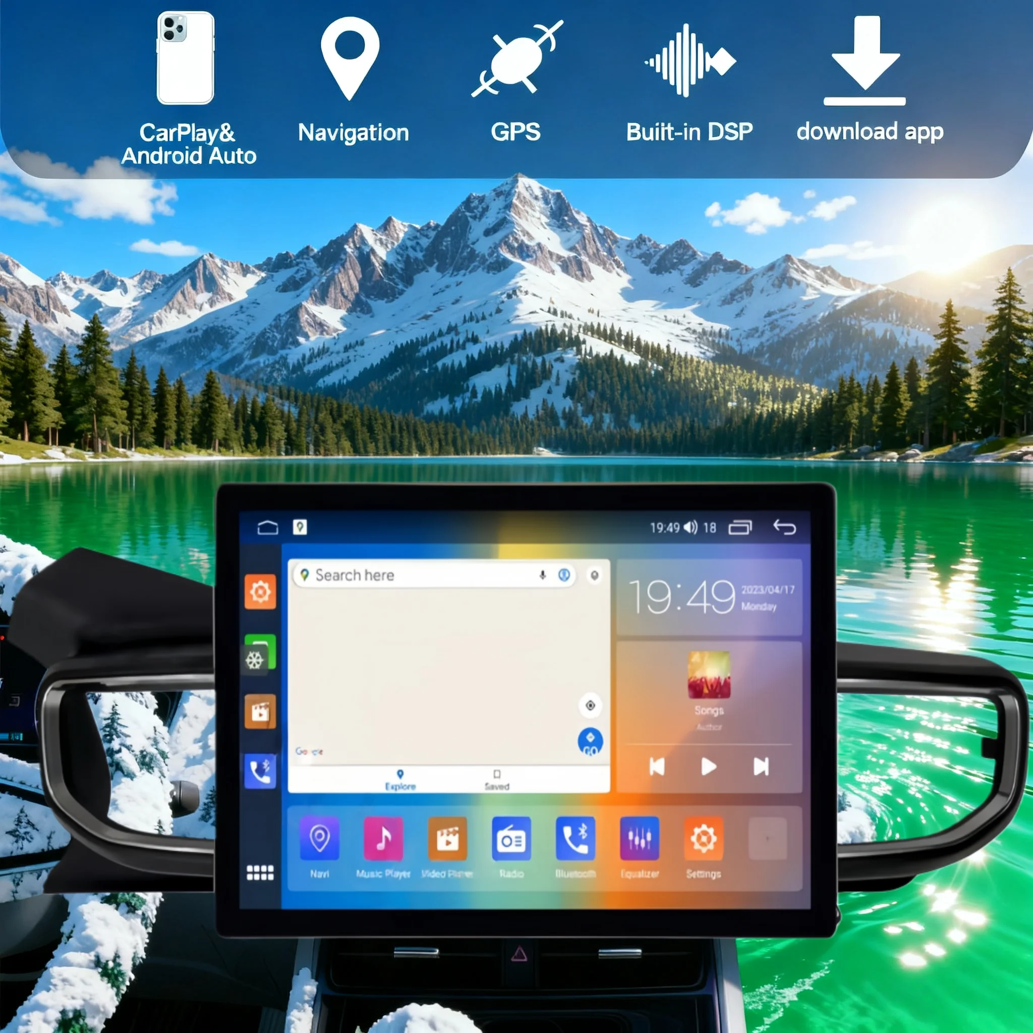 

12.5" CarPlay Auto Android 14 For Ford Explorer 2021 2022 2023 2024 2025 Screen Car Radio GPS Multimedia Stereo Player Head Unit