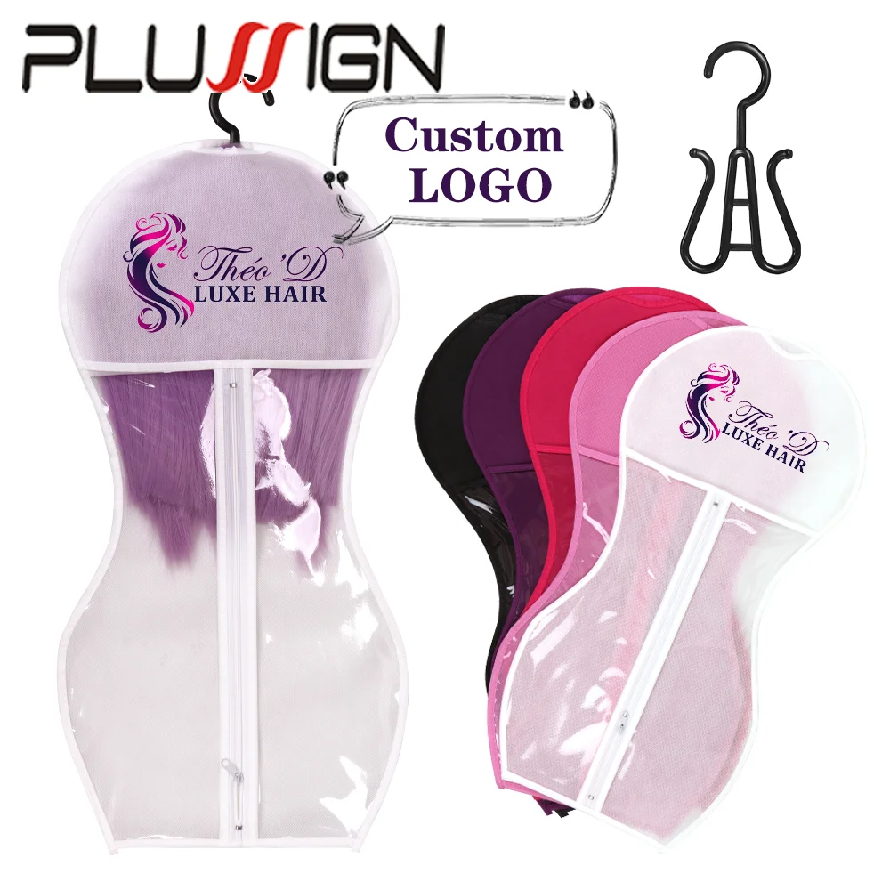 Custom Your Logo Wig Storage Bag With Hanger Non Woven Wig Bag For Wig Storage Dust-proof Wig Hanger Storage Bag Wig Accessories
