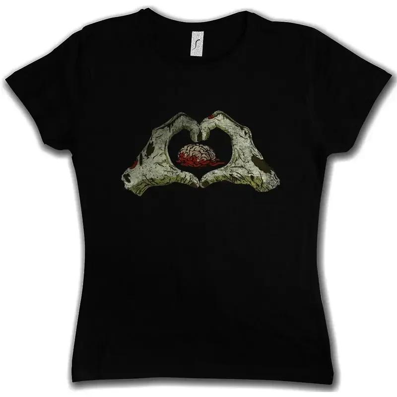 Camiseta ZOMBIE HEART para mujer, Living Dead The Walking Fun Smile Zombies Brain Eater
