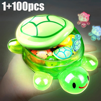 1PC Night Glow Large Turtle+100pcs Mini Luminous Turtles Figurines Resin Craft Glowing Turtle Storage Ornament Landscape Desktop