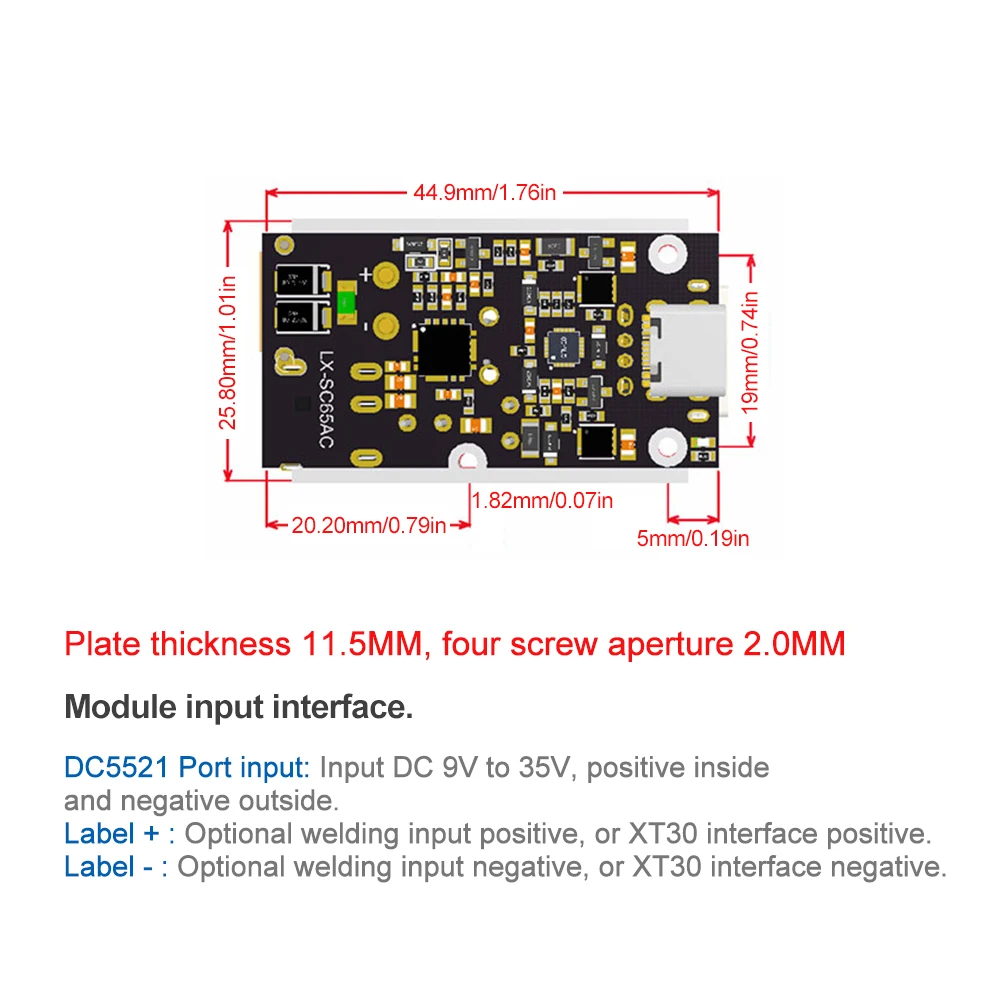 DC 9V-35V 65W Full Protocol Mobile Phone Fast Charging Module Type-C USB Charger Module Supports QC4.0 PD2.0/3.0/PPS