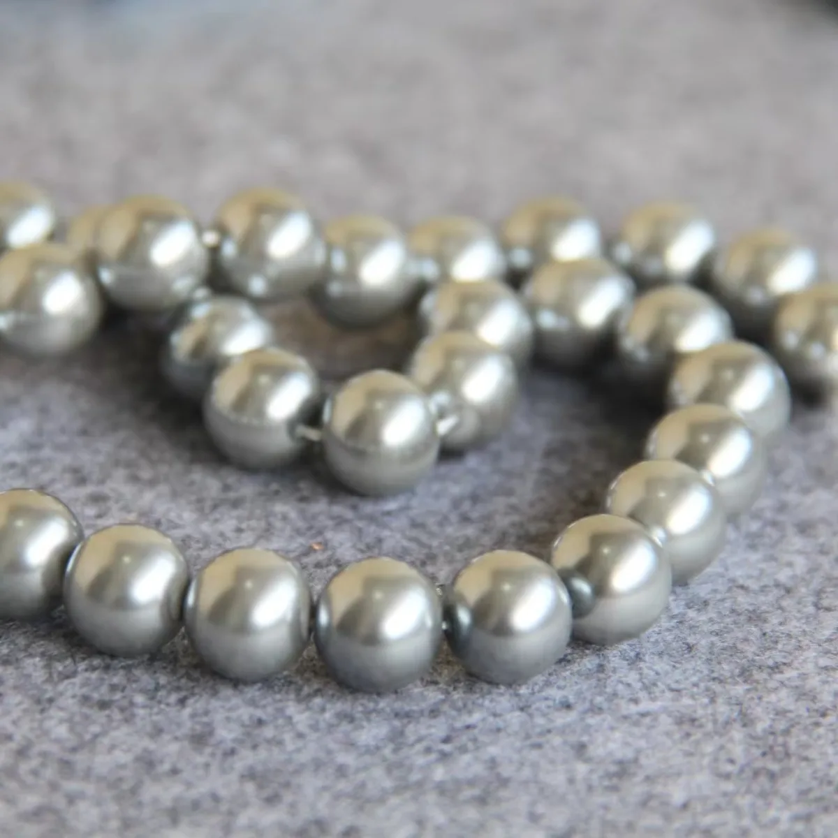 8 10 12 مللي متر جولة فضي رمادي شل حبات اللؤلؤ DIY بها بنفسك هدايا للنساء فتاة فضفاض الخرز صنع المجوهرات تصميم لقلادة وسوار #2