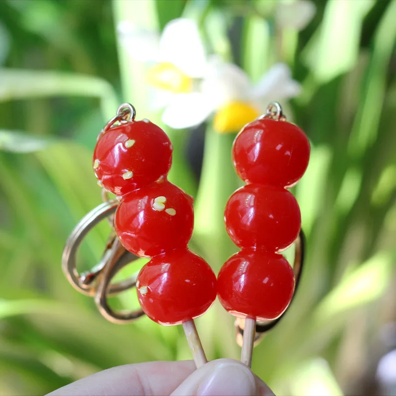 Creative Simulation Food Toy Model Keychain Pvc Gift Pendant Ins Style Candied Haws On A Stick Student Gift Key Ring Chain