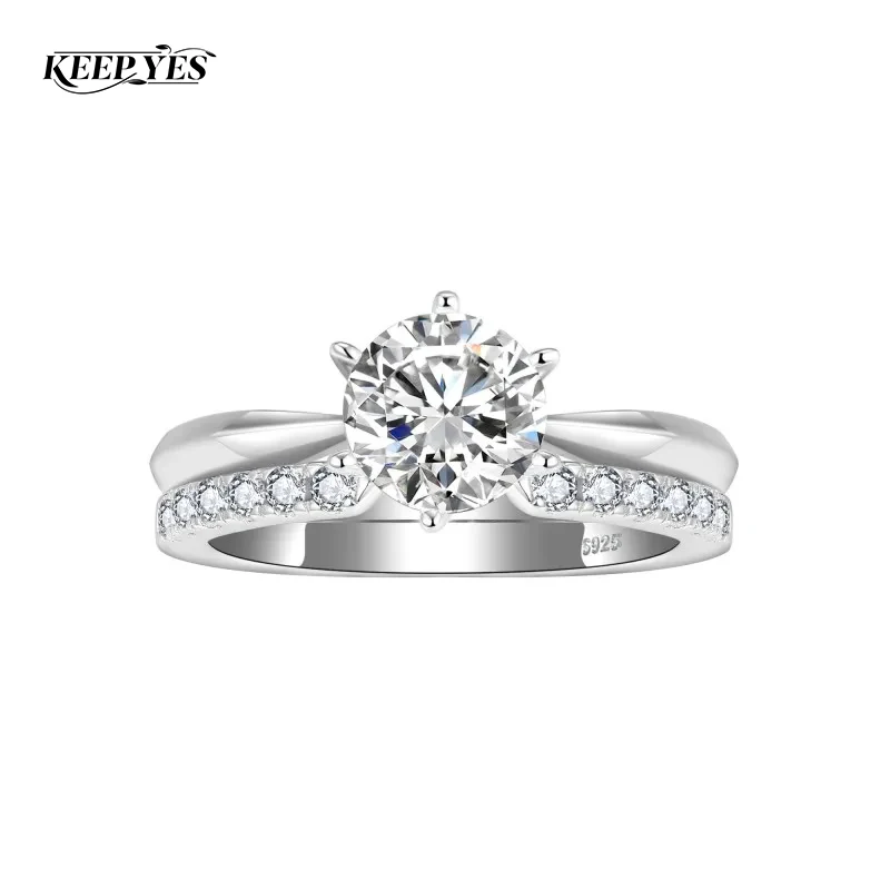 

Кольцо KEEP YES 1CT с муассанитом, открытое, для женщин, обручальное, из стерлингового серебра 925 пробы, с покрытием из белого золота 18 карат