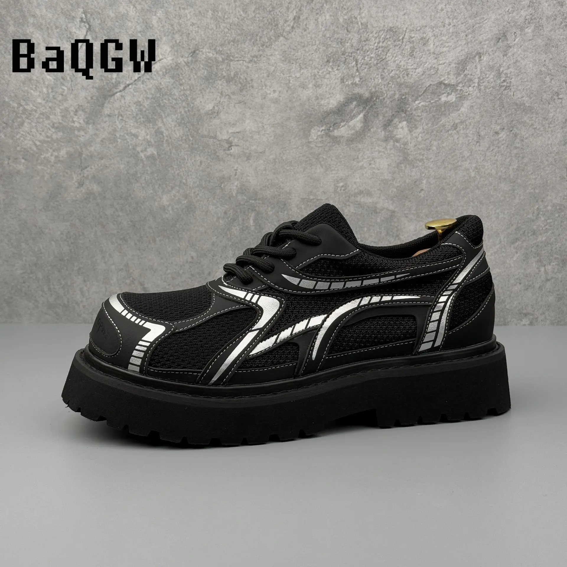 

Cool Men's Summer Casual Shoes Breathable Lightweight Comfortable Thick Bottom Fashionable Trendy Round Toe Rubber Outsole