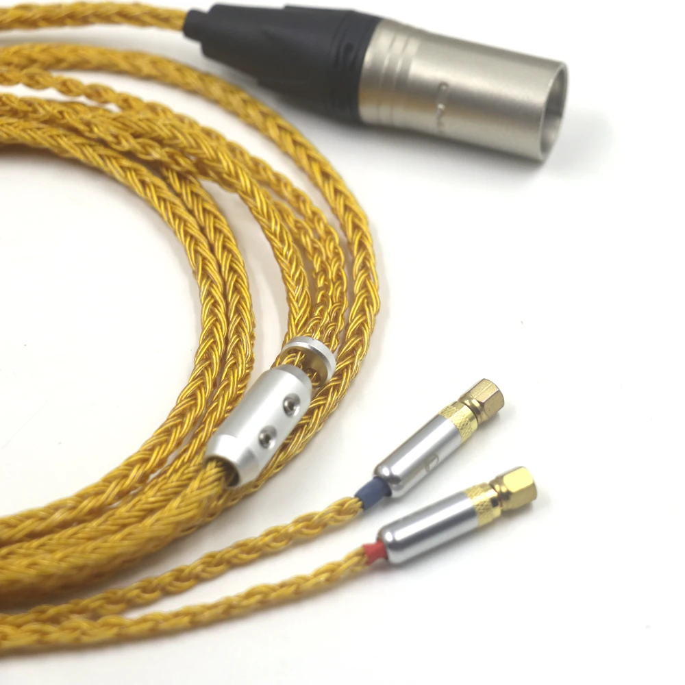 Haldane 16 Core 99% 24k Gold Plated OCC Headphone Upgrade Cable for (with Screw) Hifiman HE6 HE5 HE400 HE500