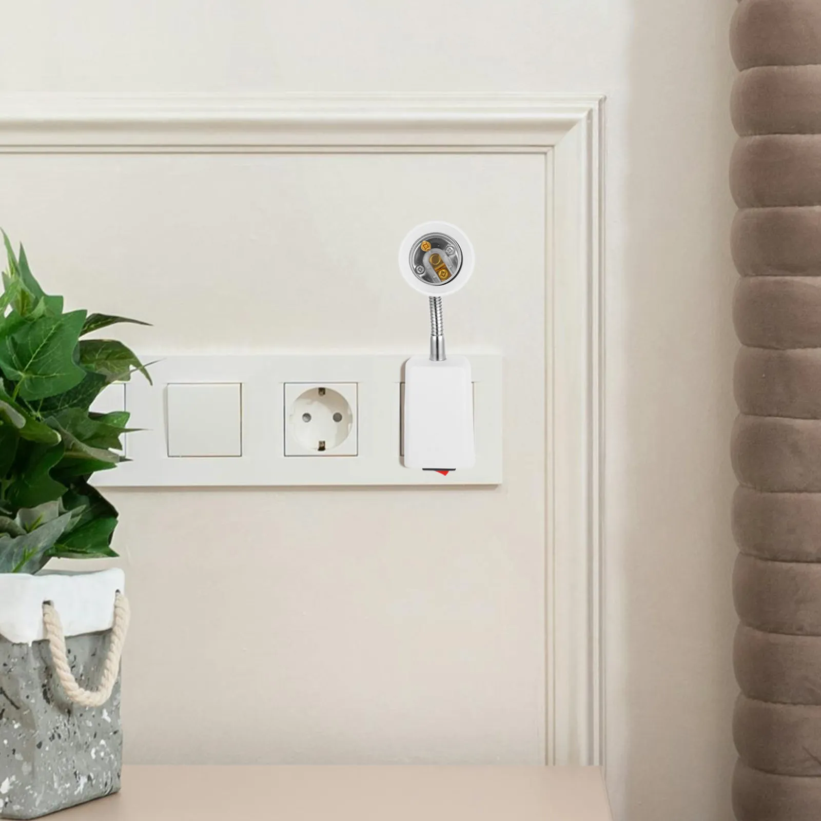 E27 Socket Converter Lamp Holder Power Adapter with Toggle Switch Flexible Directional Light Bulb Extender for Indoor Outdoor