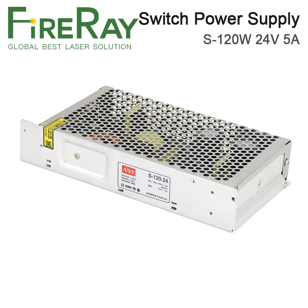 FireRay MeanWell 120W Switch Power Supply S-120-24 24V 5A لوحدة التحكم بالليزر Co2