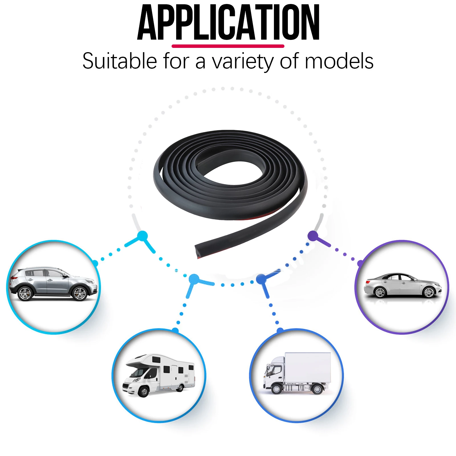 2M/4M Universal Car Door Rubber Seal Strip Small Slanted T Type Weatherstrip Noise Insulation Anti-Dust Soundproof Self-Adhesive