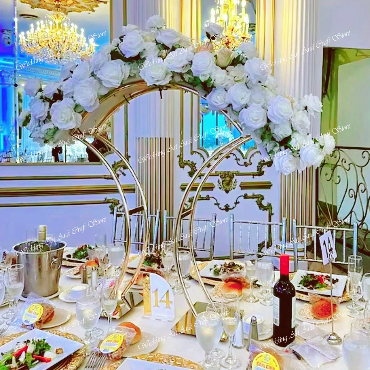 10pcs/6pcs）gold stand centerpiece table flower ball flowers arrangement artificial wedding floral centerpieces 1445