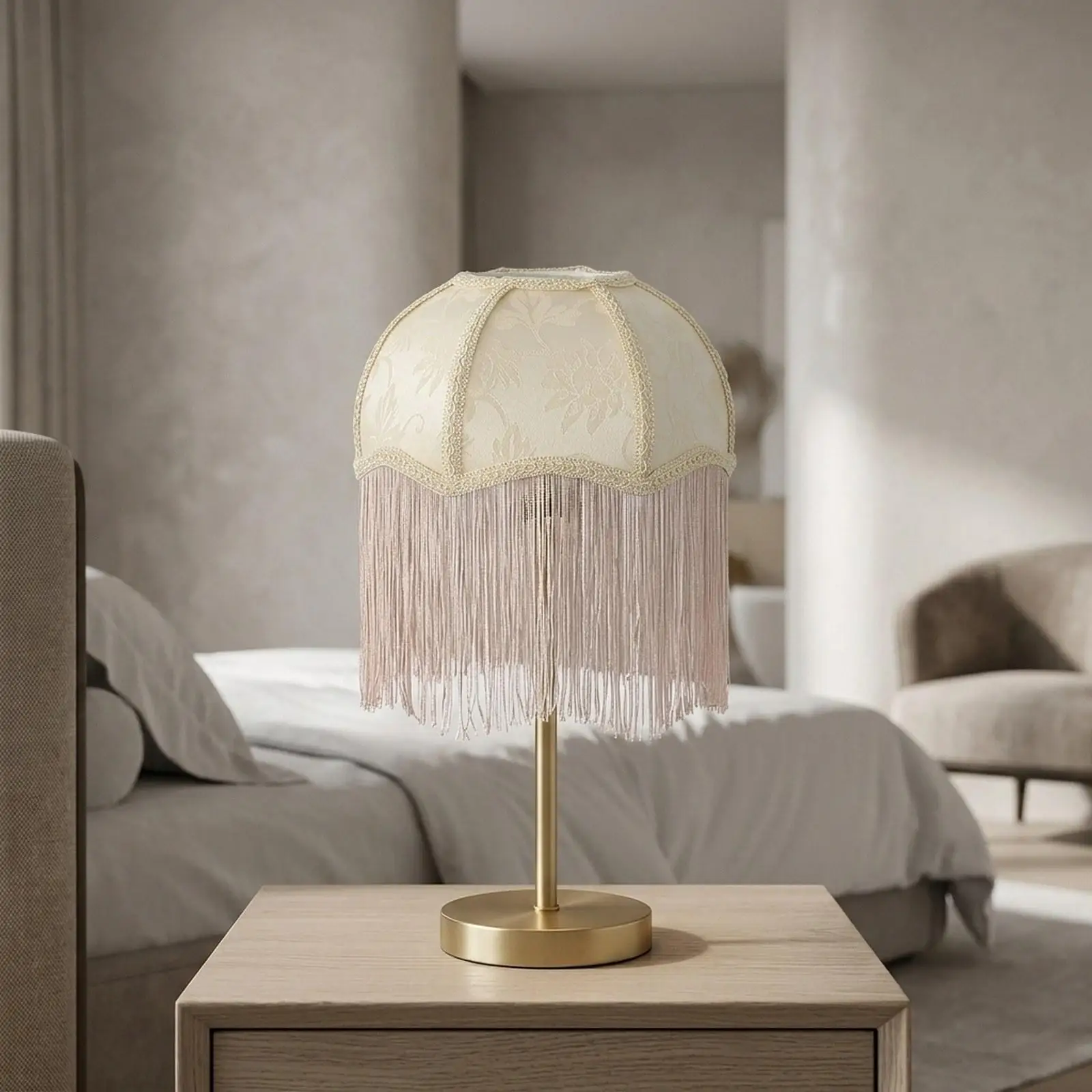 Cloth Lamp Shade Fringe Table Lampshade E27 Elegant Home Decor for Living Room Bedside Bed Lamp Cover Replacement