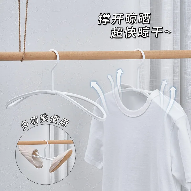 Mixed colors Retractable Adult Plastic Clothes Hanger Collar Protection Household Wardrobe Laundry Drying Garment Support Rack
