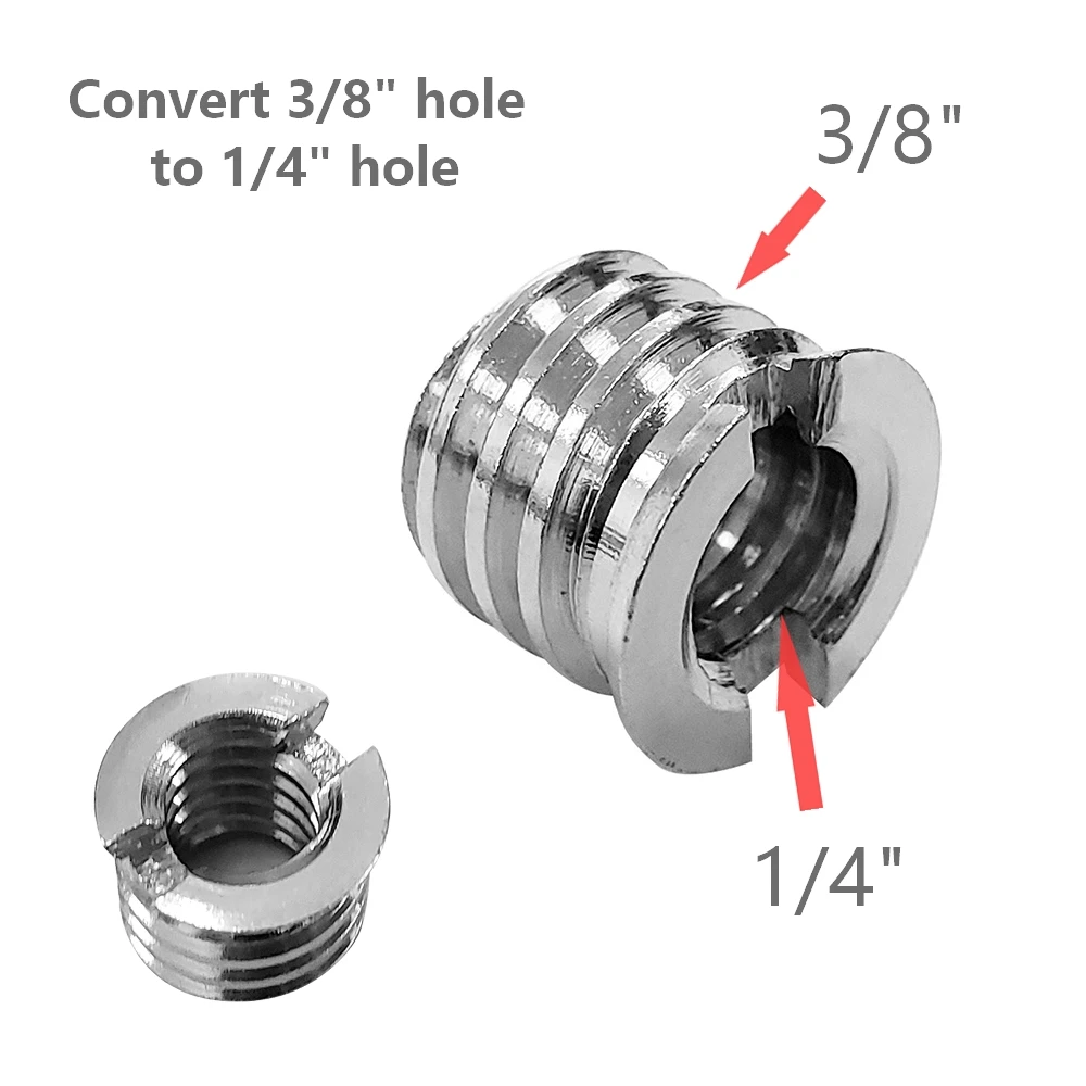 Adaptador de parafuso conversor para tripé, monopé e cabeça de esferas dslr, foto, 1/4 "para 3/8"