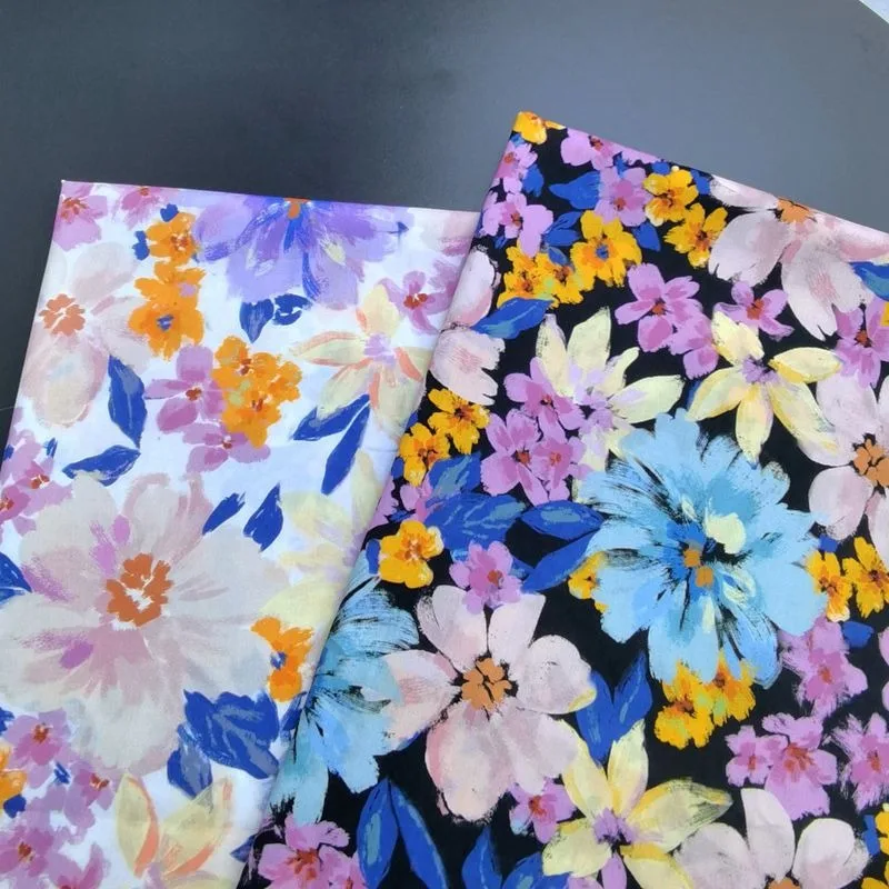 Hot selling pure cotton Big Flowers digital printing poplin fabric sewing manual DIY clothing Women's dress 100 cotton fabric