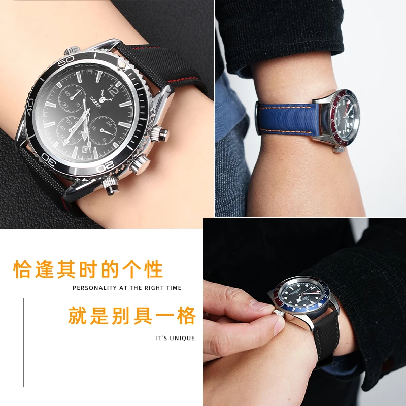 For TAG HEUER Racing F1 Aquaracer Carrera Leather Nylon Watch Strap 20mm 21mm 22mm 23mm 24mm Men Blue Water Ghost Watch Band