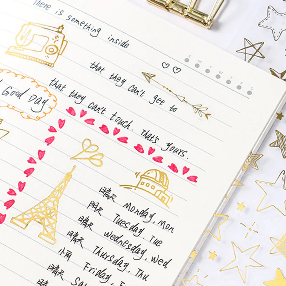 

8 Sheets Decorative DIY Bronzing Letter Phone Case Adhesive Travel Decals Scrapbook Stickers Plastic Material Durability Art