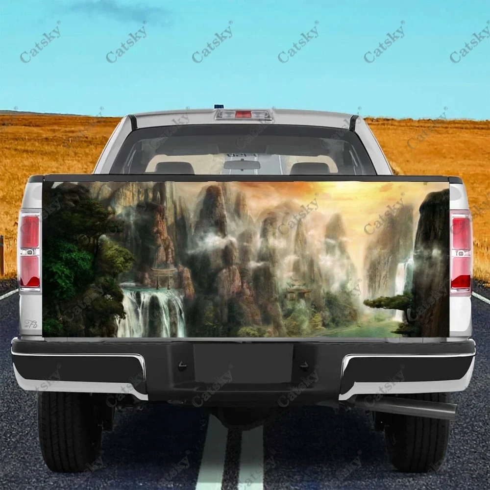 

Chinese Landscape Painting Car Tail Trunk Protect Sticker Decal Car Hood Automobile Decoration Sticker for SUV Off-road Pickup