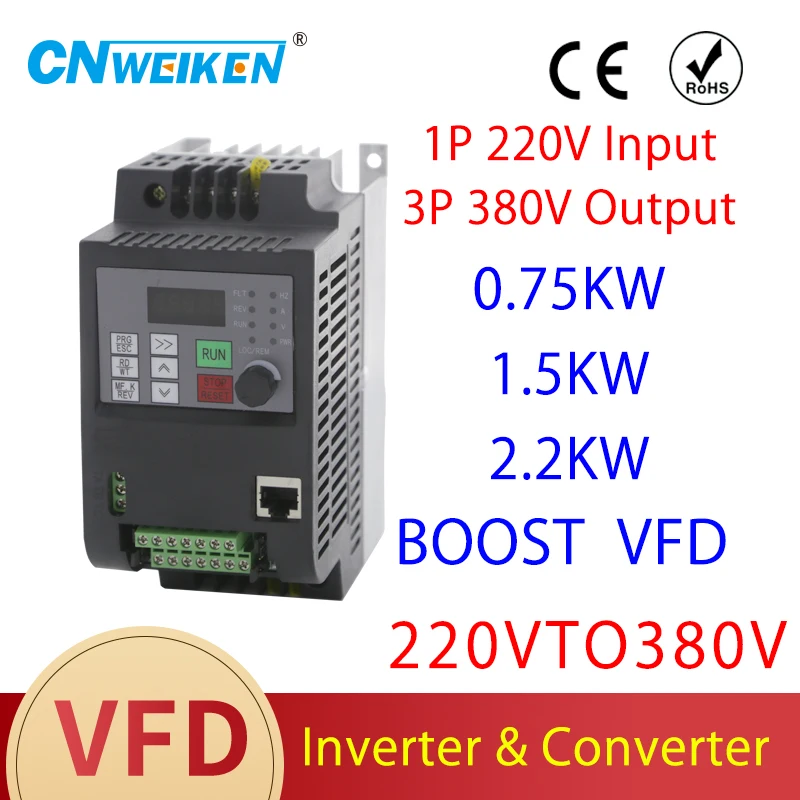 Imagem -02 - Frequency Inverter And Converter ac Drive Converter Entrada Monofásica 220v 380v 0.75kw 1.5kw 2.2kw Saída de Fases