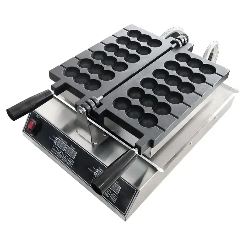 Commercial Non-stick Bubble Ball Shape Waffle Machine Cheese Bread Skewer Waffle Maker 6 Strings 3 Holes Cake Machine