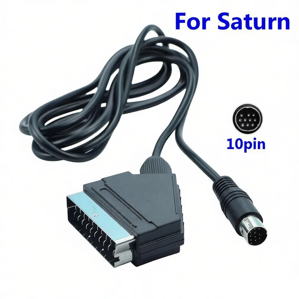 For PAL NTSC Console 1.8m Scart Cable for Sega Saturn Controller Audio Video Cord for Sega Saturn RCA AV Stereo Extension Cable
