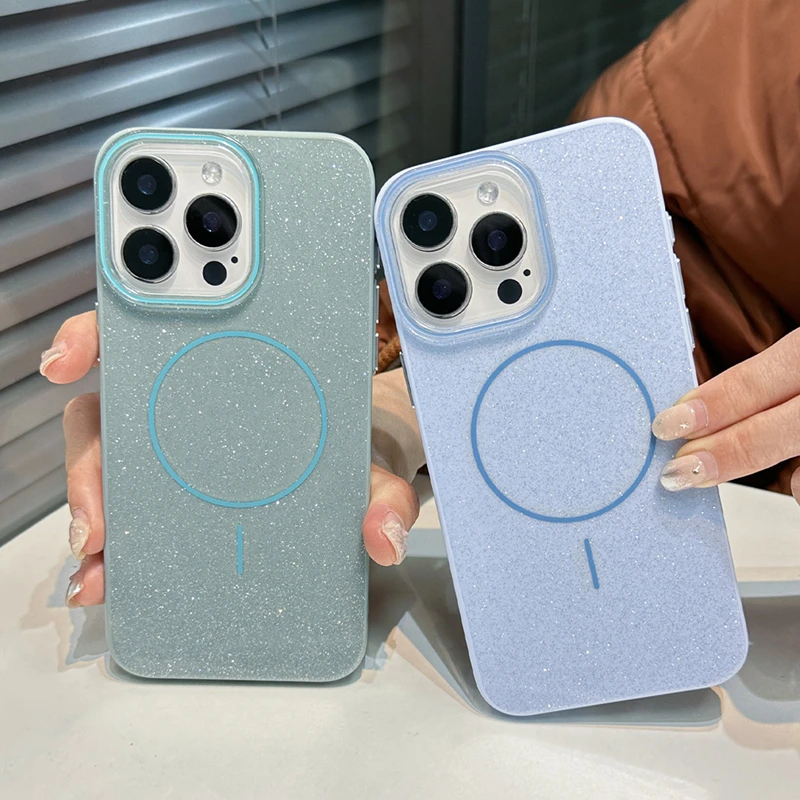 Für Magsafe Glitter Bling Telefon Fall Für iPhone 16 15 14 13 12 11 Pro Max Plus Magnetische Drahtlose Lade mode Candy Abdeckung