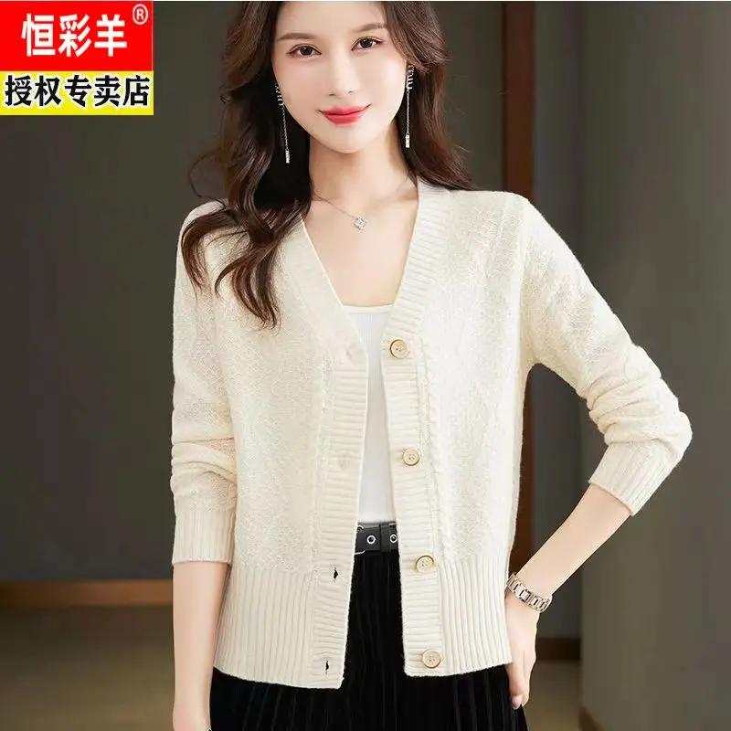 Female Korean Version High Waist Short Little Sweater Coat Women Spring Autumn With Skirt Card Waist Thin Knit Cardigan Outside.