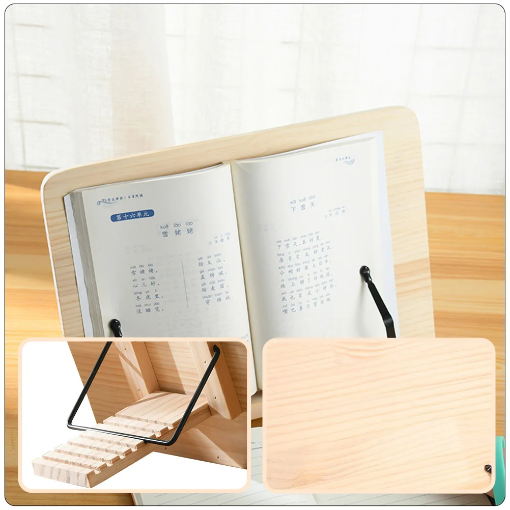 Reading Rack Adjustable Textbook Holder Bookshelf Desktop Simple Music Stand Rest Wooden