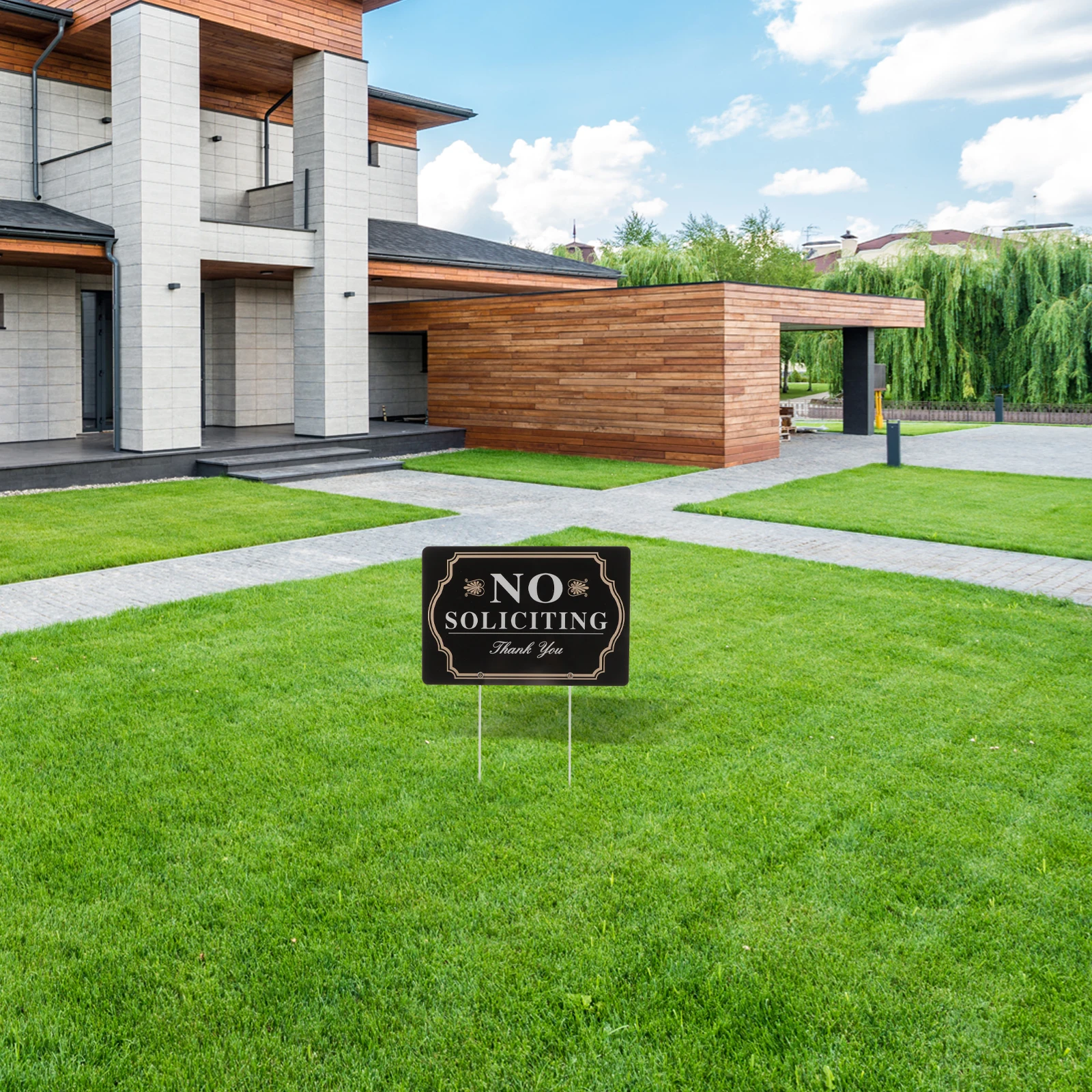 Metal No Soliciting Yard for House Outdoor Security Warning Sign Easy Install Apartment Hotel Decoration