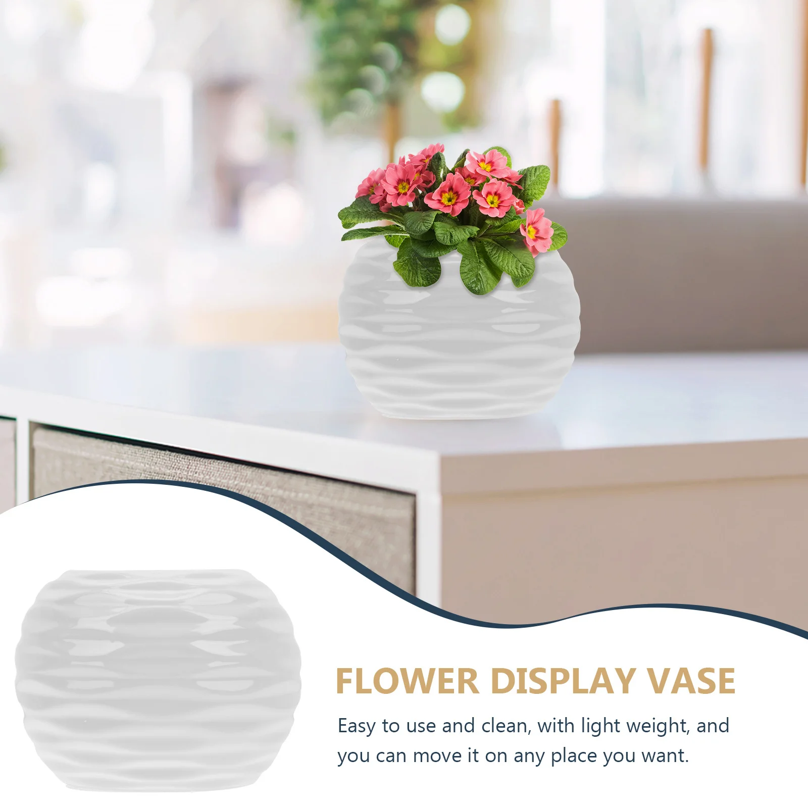 

Round Gilded Ceramic Vase Desktop Flower Pot Hydroponics Vase Home Table Decoration Restaurant Office Ornament