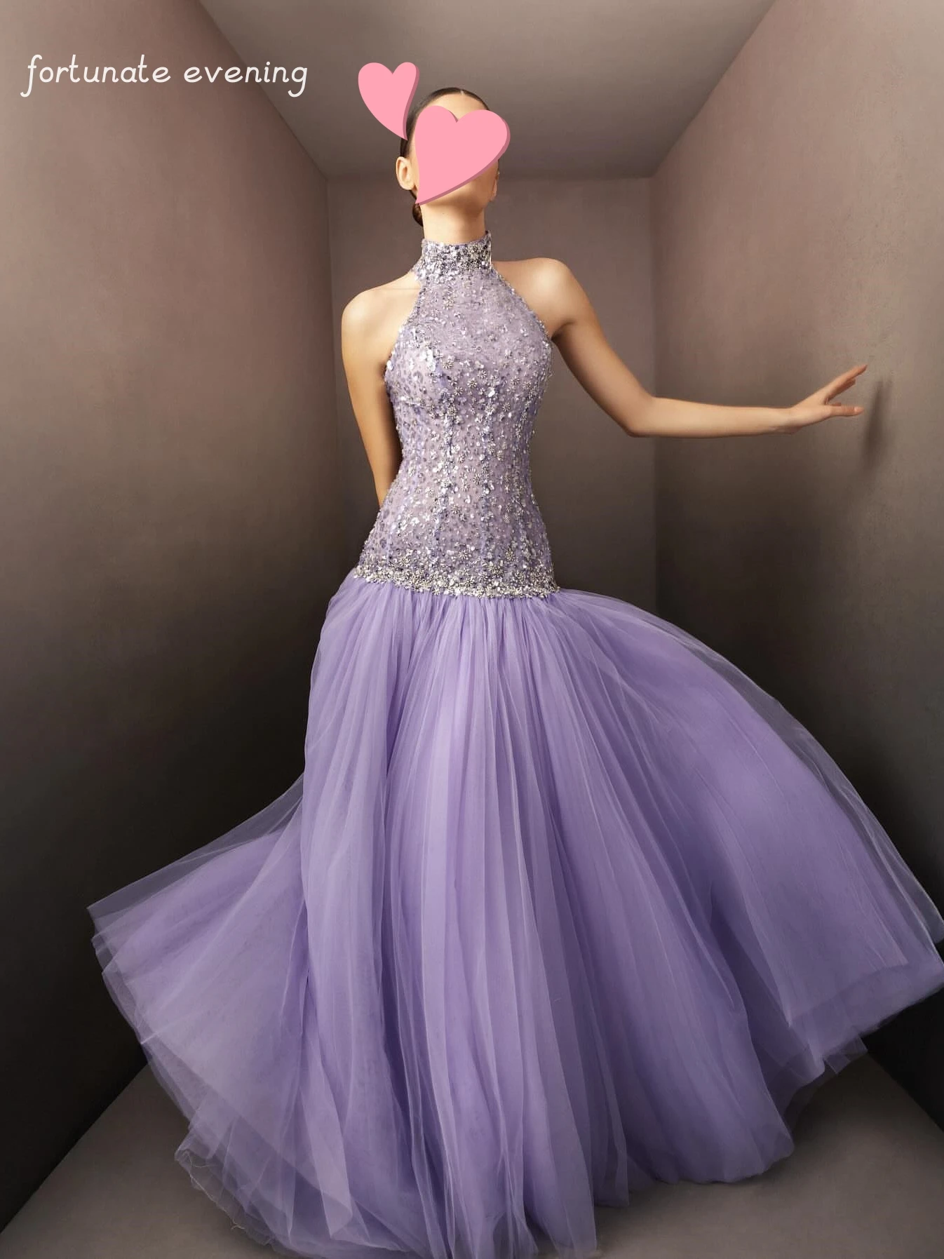 행운의 저녁 우아한 빈티지 달콤한 라일락 인어 비즈 레이스 반짝 이는 공식 행사 댄스 파티 드레스 저녁 파티 가운을 사용자 정의