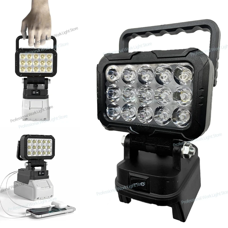 

3-inch Work Light, for Makita 14.4-18V lithium battery flashlight, with dual USB portable outdoor led lights, emergency fishing