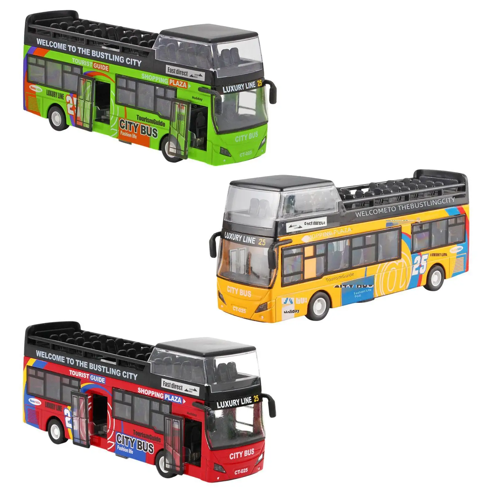 Doppeldecker-Bus, Spielzeug, Modellauto, Fahrzeugtüren, offene Simulation, zurückziehbar, mit Lichtern und Geräuschen, als Geschenk für Kinder zum Geburtstag