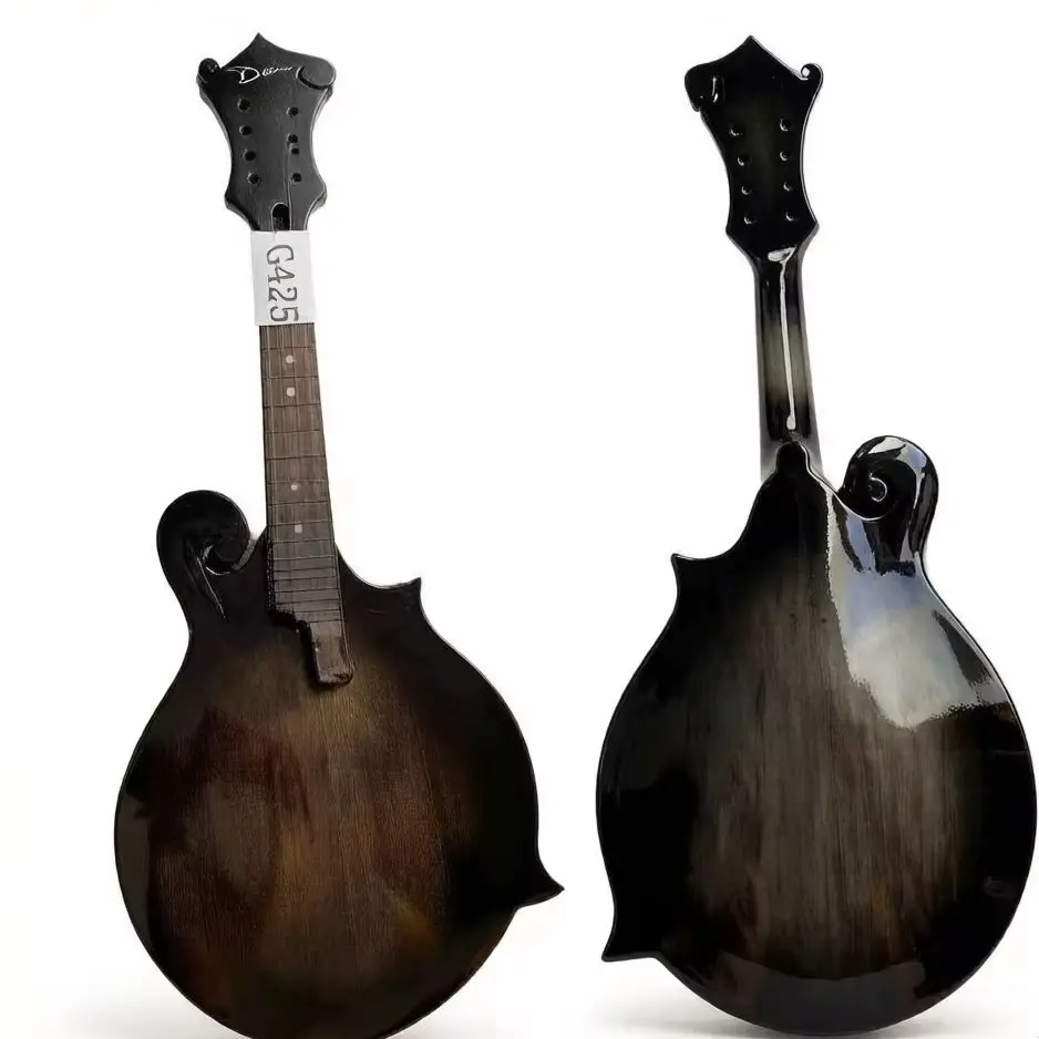 

G425 Korean Full Solid Spruce & Maple Mandolin DIY Kit Transparent Black Finish Fretless Project
