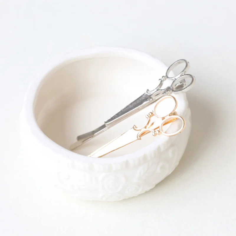 New Fashion Scissor Shaped Barrettes Golden Silver Hairpins Shiny Elegant Hair Clips For Women Girls Hair Accessories Wholesales