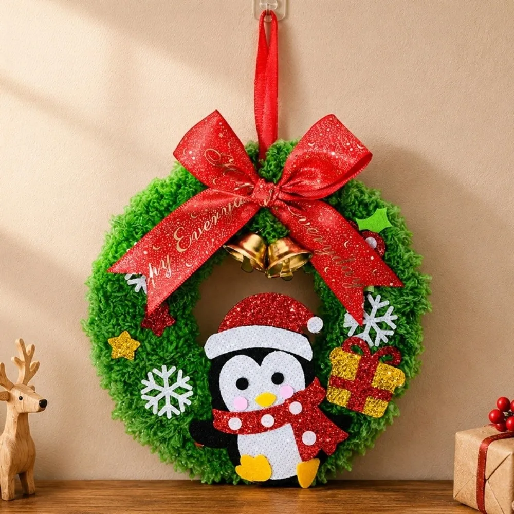 Santa Claus DIY Christmas Wreath Pendant Elk Penguin Xmas Non-Woven Charms Bell Snowflake Christmas Toy