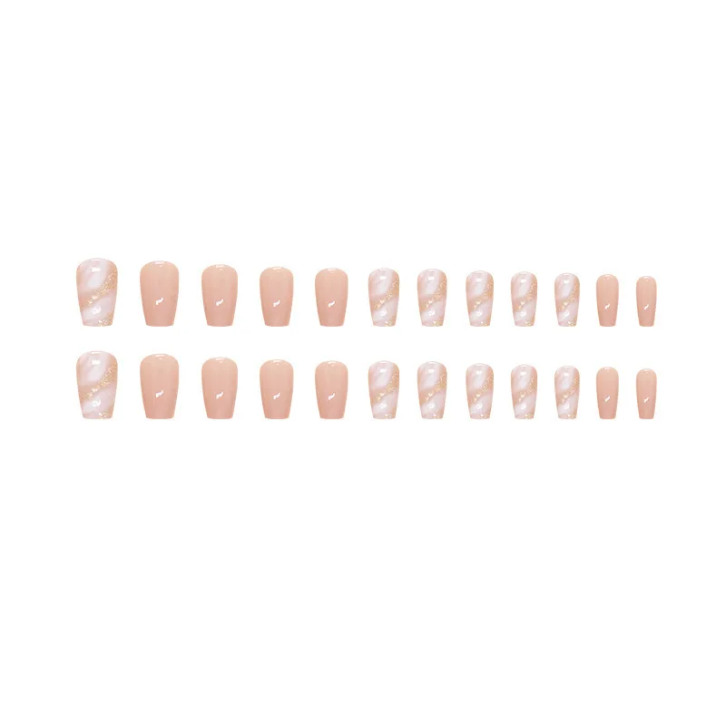 Pink Striped Nail Tips with immer Poer False Nails Ballet Sle Nail Art Tools Beau eup Accories