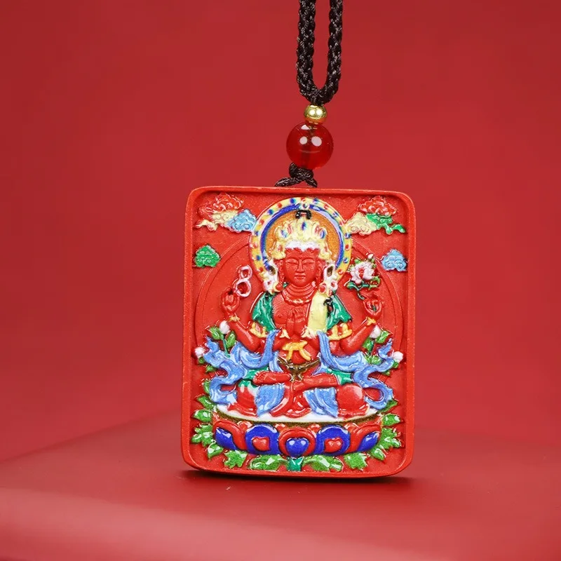 

Natural Raw Cinnabar Natal Year Painted Pendant, Fashionable Versatile Jewelry