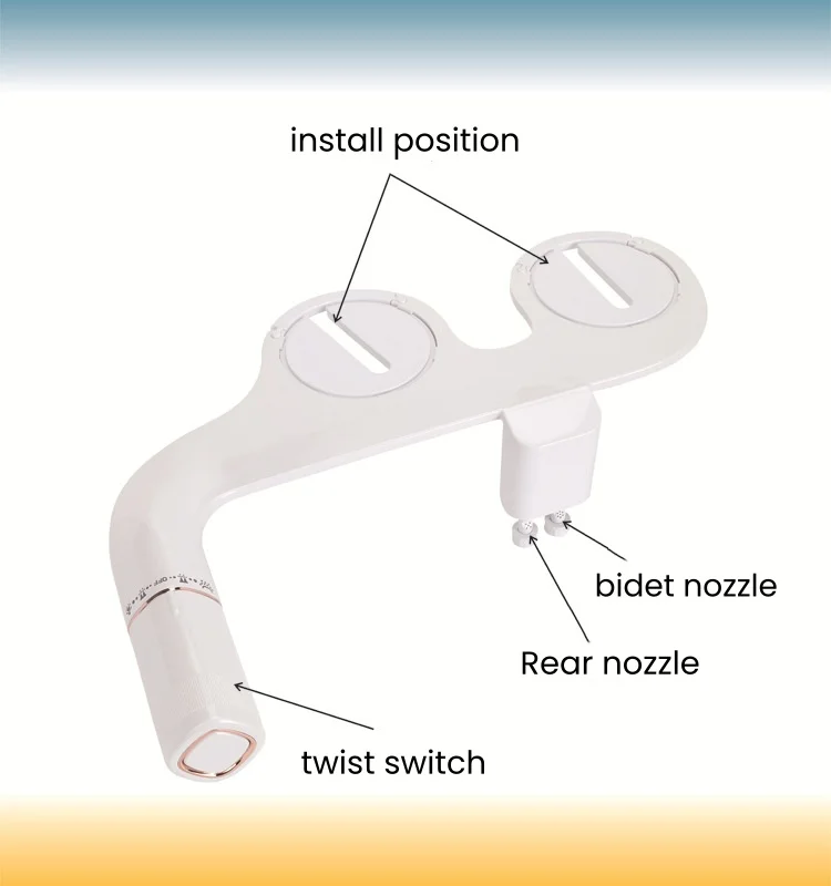 Smart Bidet Attachment Ultra-Slim Toile Seat Attachment Dual Nozzle Bidet Adjustable Water Pressure Non-Electric Ass Sprayer