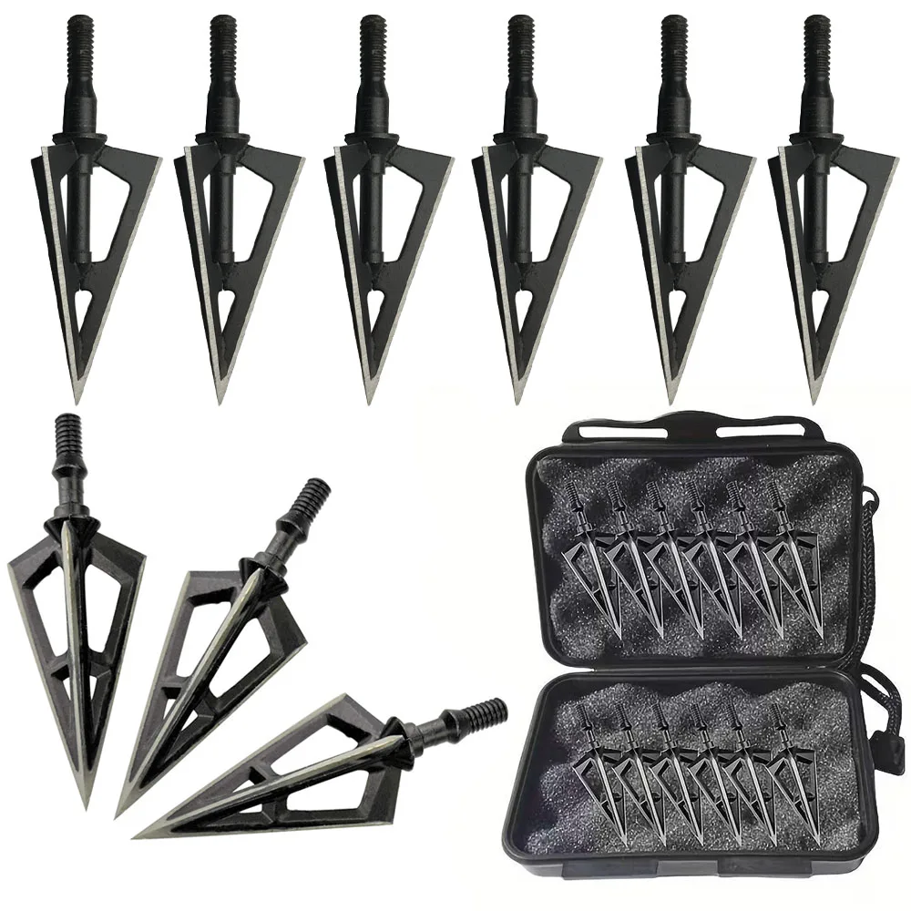 

6/12Pcs Broadhead Archery Blade Arrowhead Stainless Steel Arrow Points High Hardness for Bow Outdoor Hunting Shooting Arrow Tips